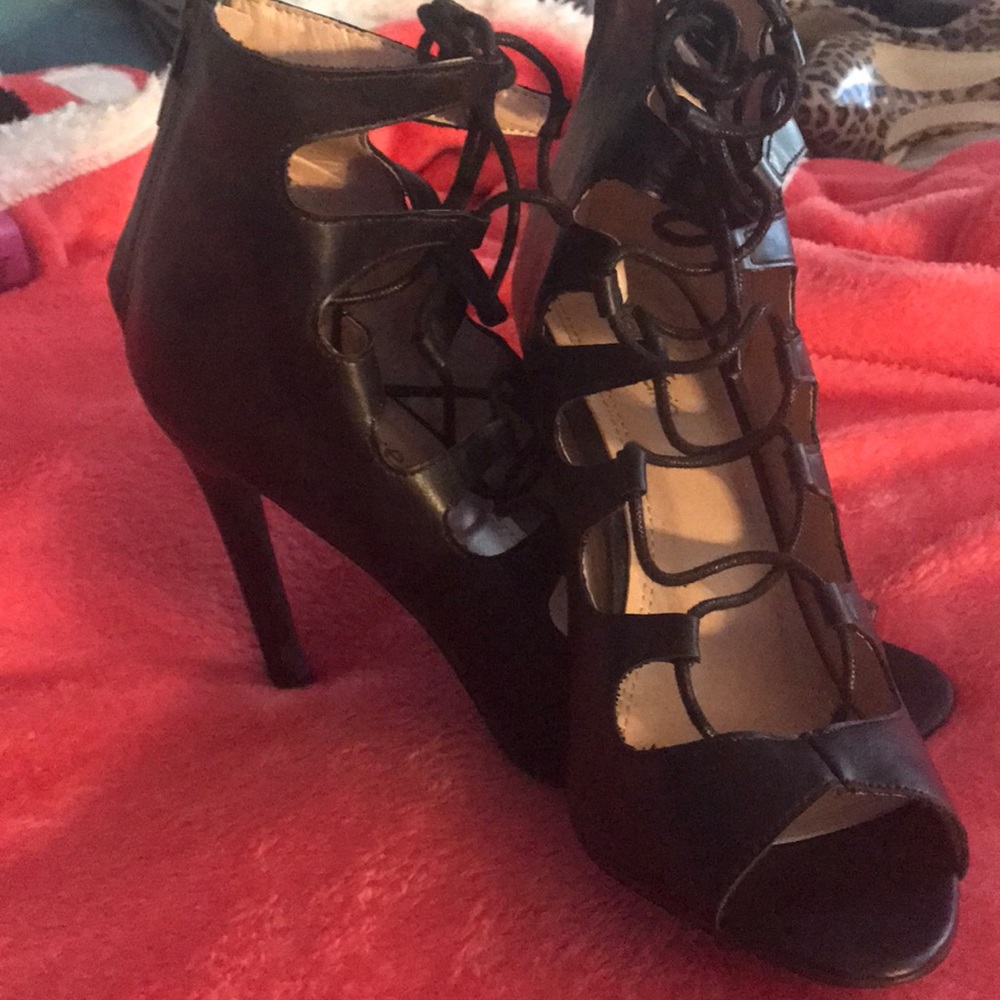 Brand New Black Ankle Lace Heels!!
